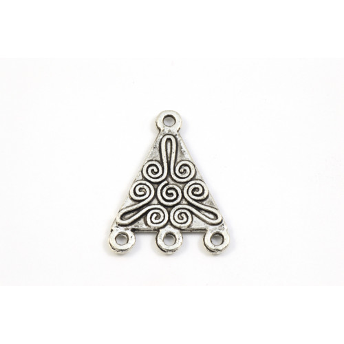 Antique silver connector 24x17mm triangle